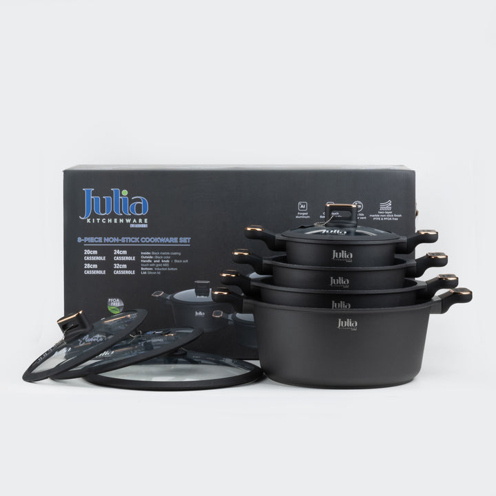 ELITE-PRO COOKWARE SET 8 PIECES-BLACK