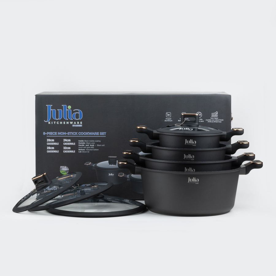 ELITE-PRO COOKWARE SET 8 PIECES-BLACK