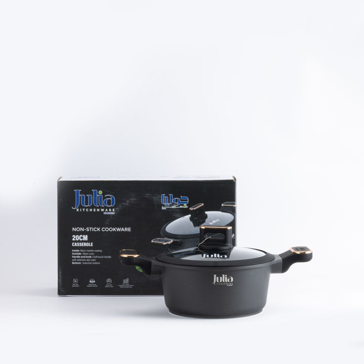 ELITE-PRO PLUS CASSEROLE WITH LID 20CM-BLACK