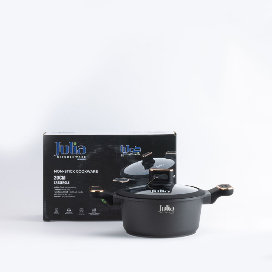 ELITE-PRO PLUS CASSEROLE WITH LID 20CM-BLACK