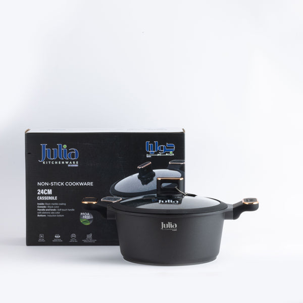 ELITE-PRO PLUS CASSEROLE WITH LID 24CM-BLACK