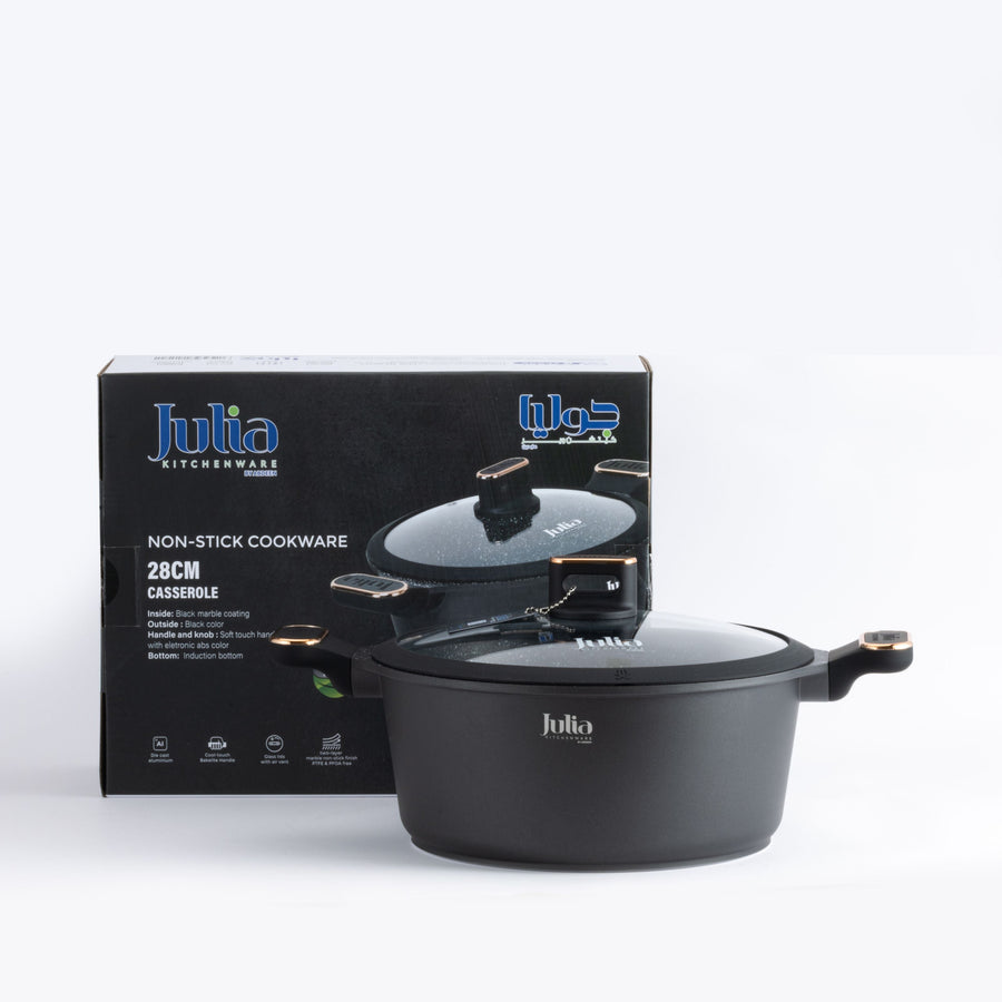 ELITE-PRO PLUS CASSEROLE WITH LID 28CM-BLACK