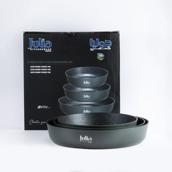 ELITE-PRO ROUND FORGED PAN SET 3 PIECES-GREEN