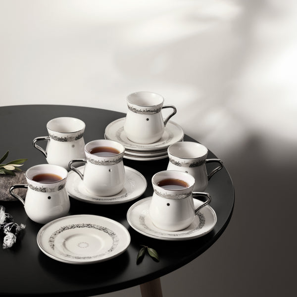 Porcelain Tea Set From Ather - White + silver
