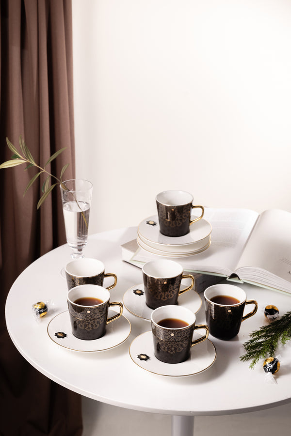 Porcelain Tea Set 12 Pcs From Asalah - Black