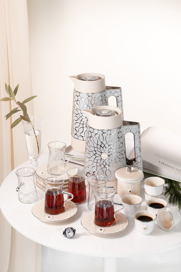 Full Hospitality Set 21 pcs From Asalah - Creamy + Silver