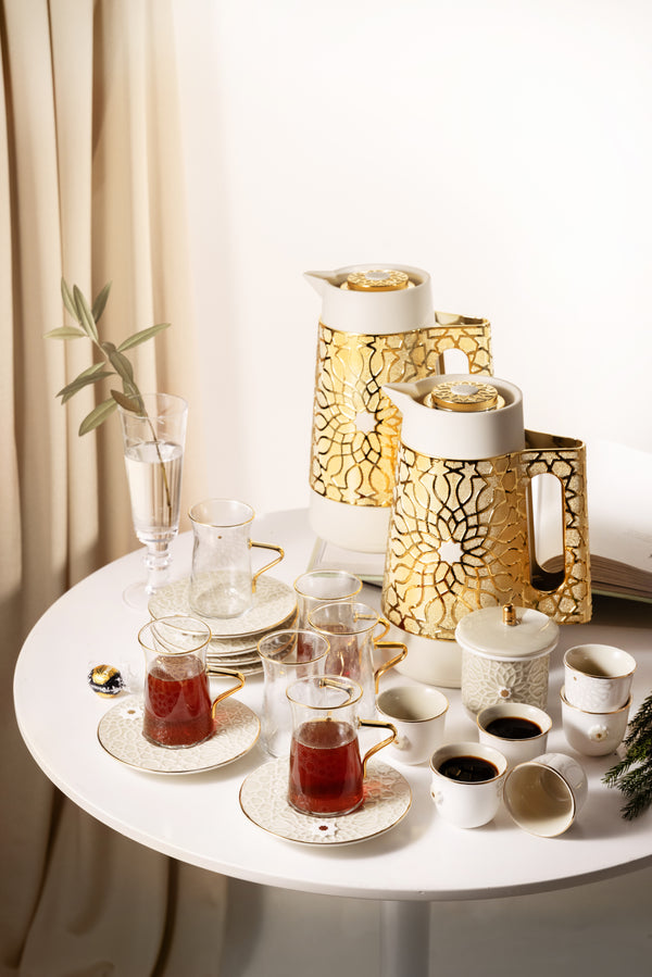 Full Hospitality Set 21 pcs From Asalah - Beige + Gold