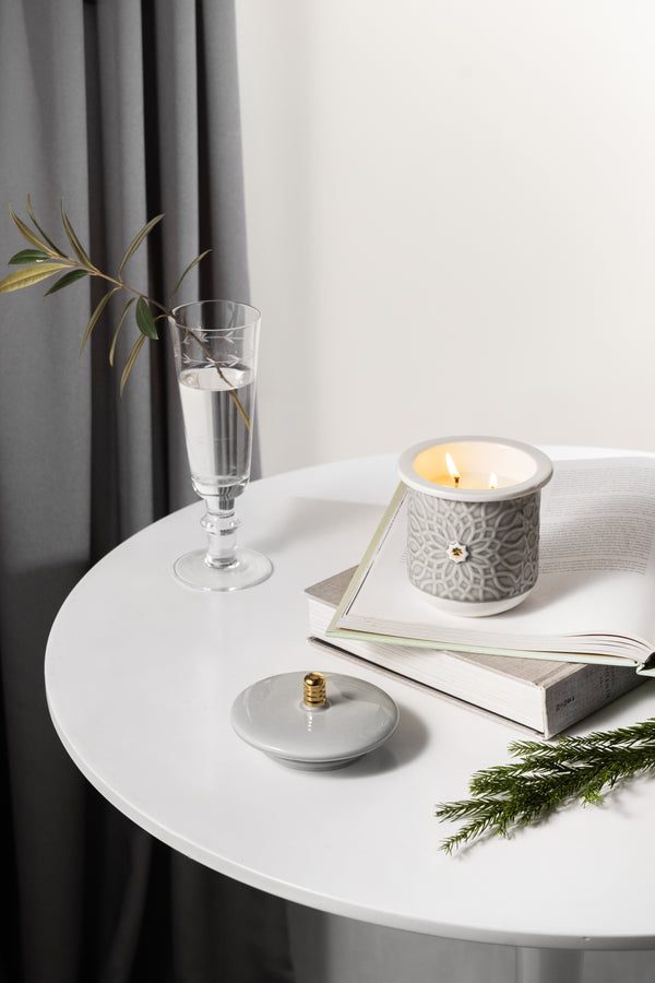 Small Scented Candle From Asalah - Grey + Gold