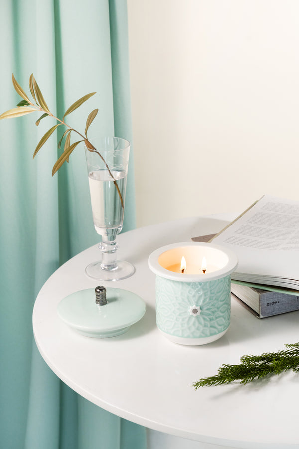 Small Scented Candle From Asalah - Teal + Silver