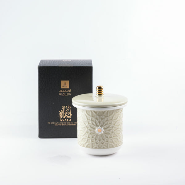 Small Scented Candle From Asalah - Beige + Gold