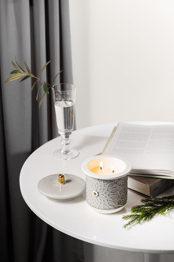 Large Scented Candle From Asalah - Grey + Gold