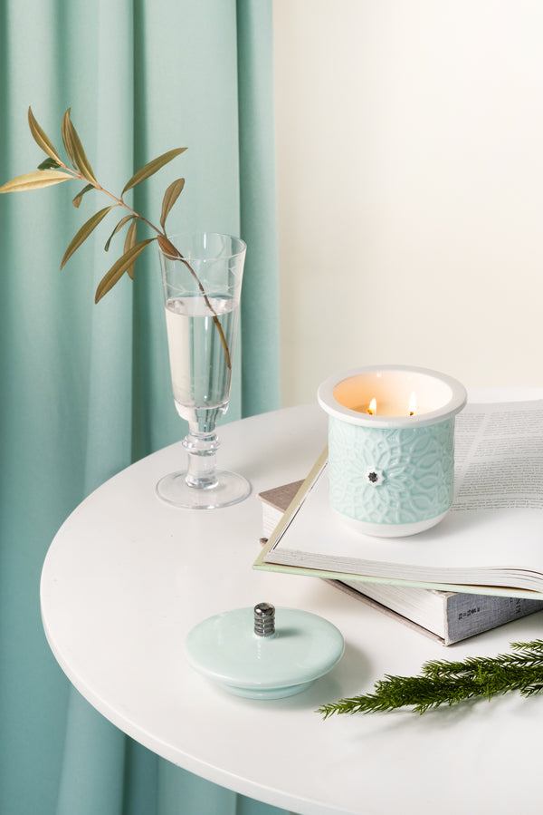 Large Scented Candle From Asalah - Teal + Silver