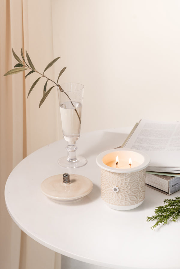 Large Scented Candle From Asalah - Creamy + Silver