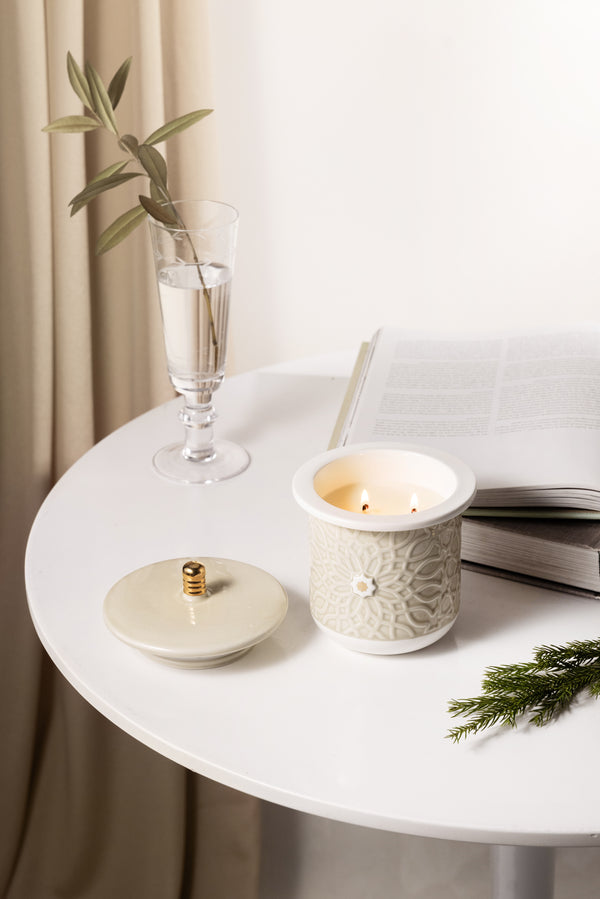 Large Scented Candle From Asalah - Beige + Gold