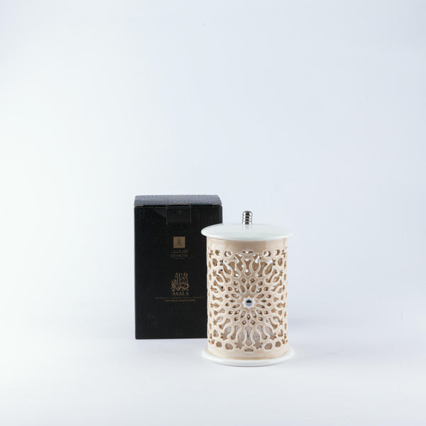 Small Electronic Candle From Asalah - Creamy + Silver