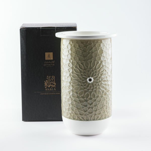 Small Porcelain Vase From Asalah - Olive + Gold