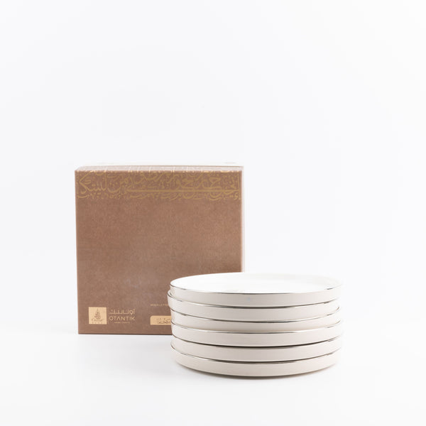 Serving Plates 6 Pcs From Jiwar -  Beige + Silver