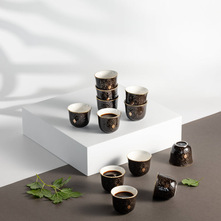 Arabic Coffee cups 12Pcs From Naqsh- Black + Gold