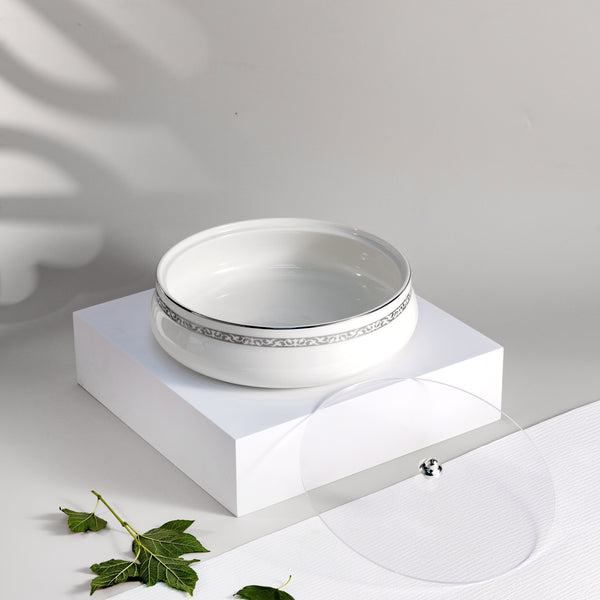 Large Date Bowl From Naqsh - White + Silver