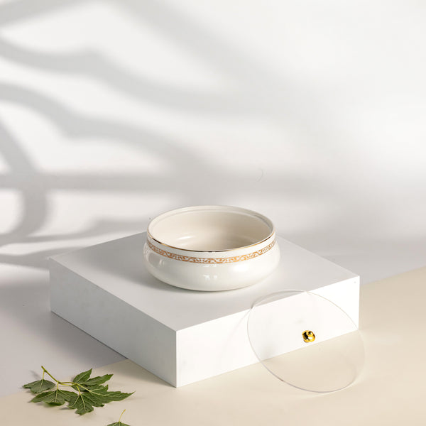Medium Date Bowl Form Naqsh - White + Gold