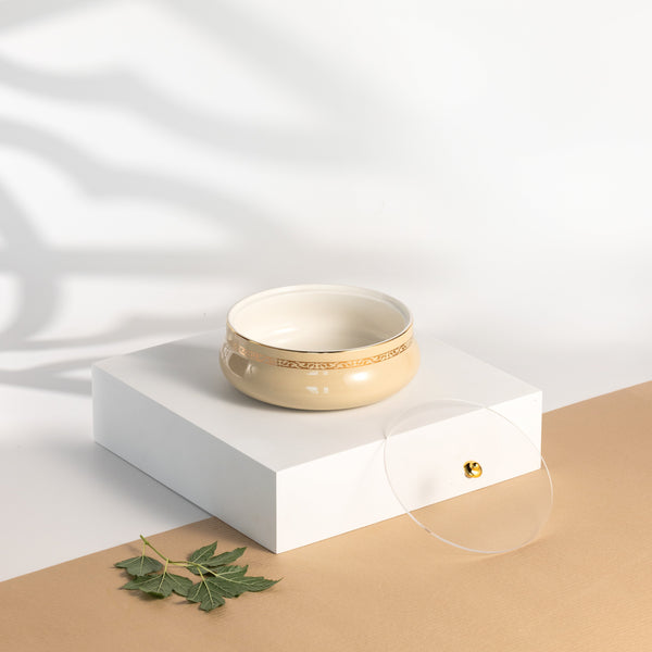 Medium Date Bowl Form Naqsh - Ivory + Gold