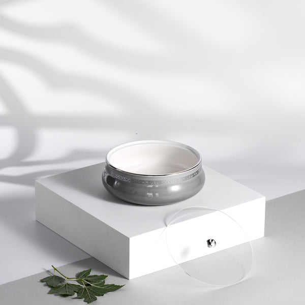 Medium Date Bowl Form Naqsh - Grey + Silver