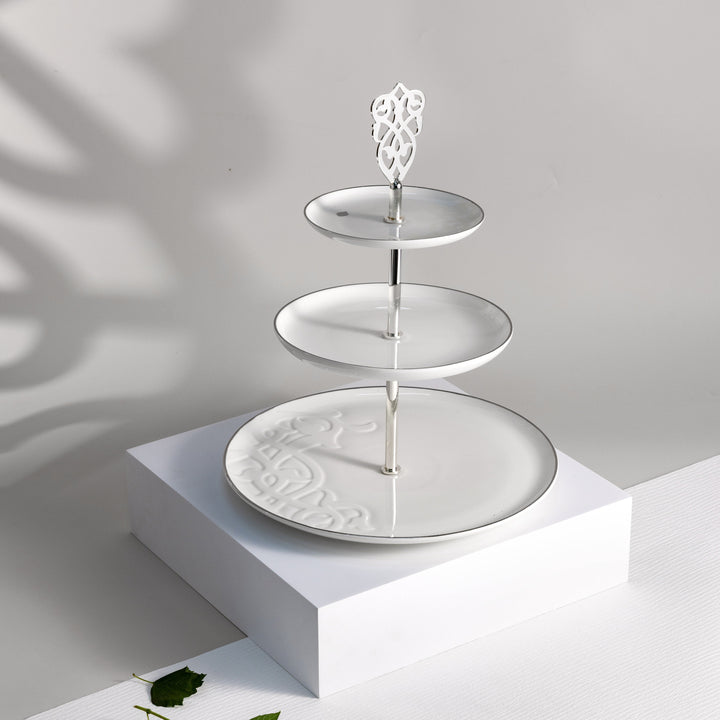 3 Layer Stand From Naqsh -  White + Silver