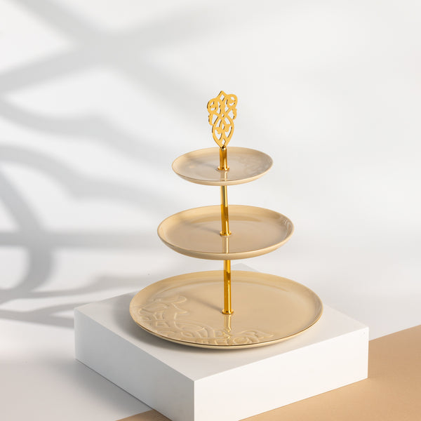 3 Layer Stand From Naqsh - Ivory + Gold