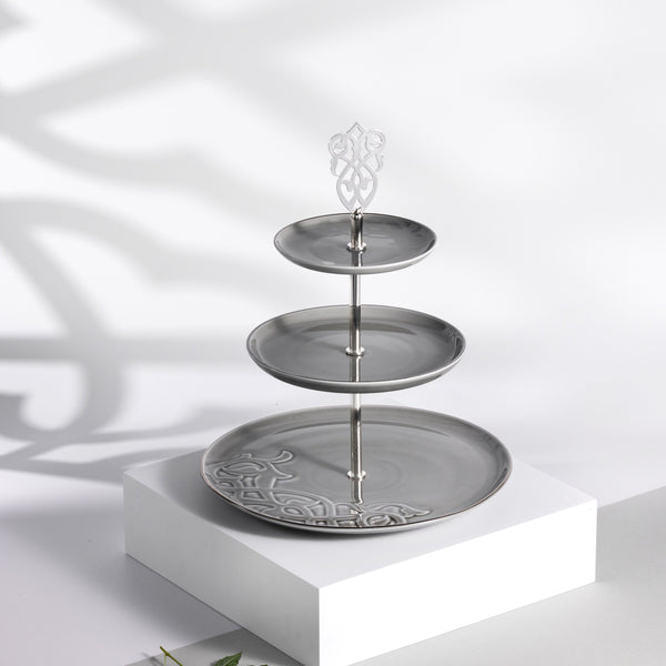 3 Layer Stand From Naqsh - Grey + Silver