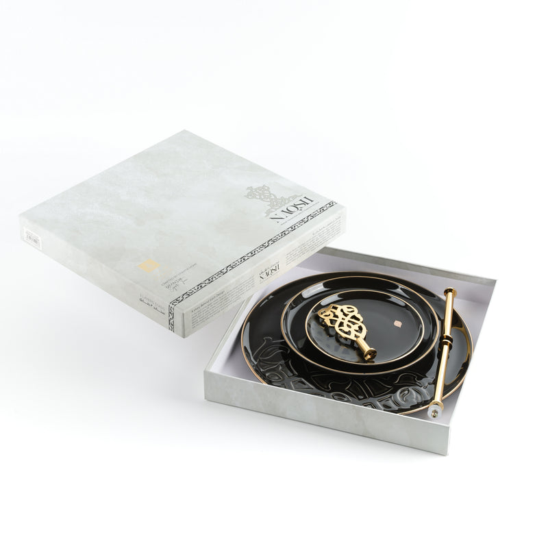 Otantik 3 Layer Stand From Naqsh Black + Gold MS Department Store Oman