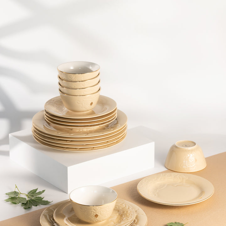 Dinner Set 18 Pc From Naqsh - Ivory + Gold