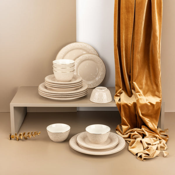 Dinner Set 18 Pcs From Nourhan - Beige + Gold