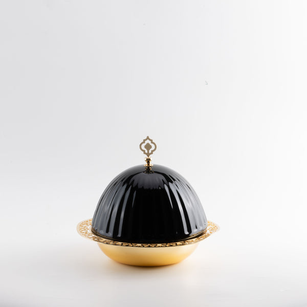 Iron Serving Plate With Porcelain Cover -Black