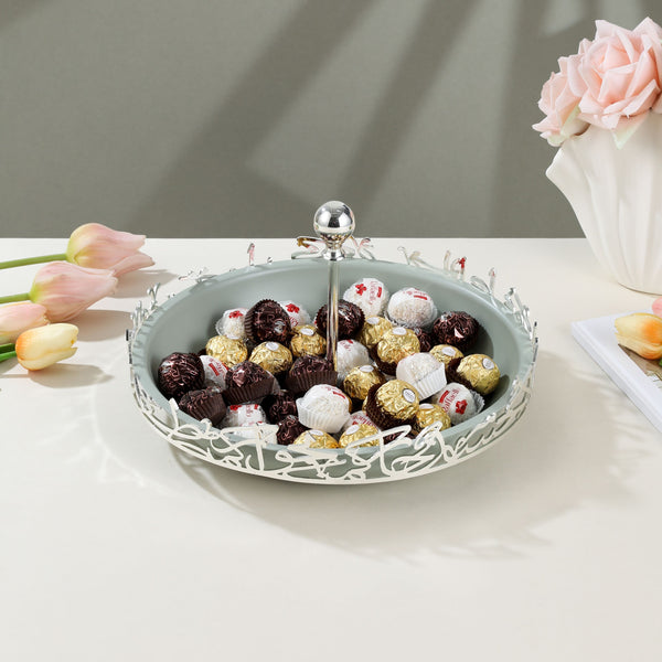 Sweet Serving Tray -S From Jiwar - Light Green + Silver