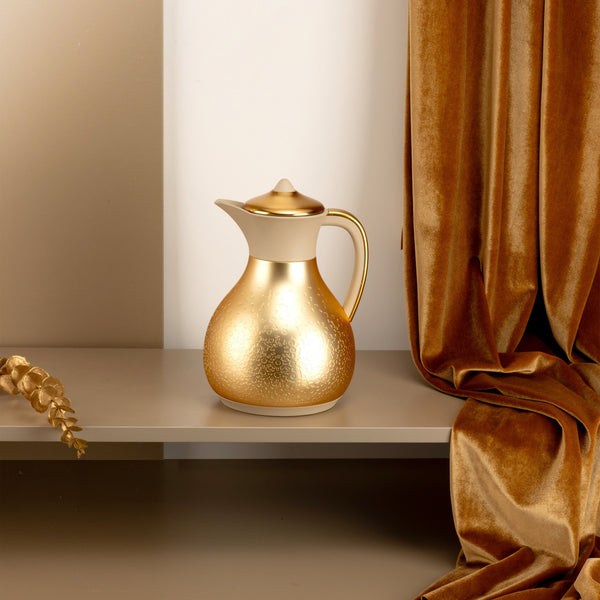 One Vacuum Flask For Tea Or Coffee From Nourhan - Matt Gold + Beige