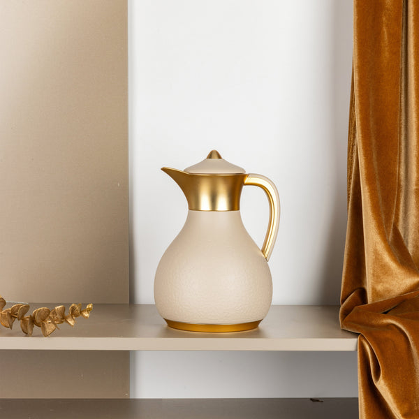 One Vacuum Flask For Tea Or Coffee From Nourhan- Beige + Matt Gold