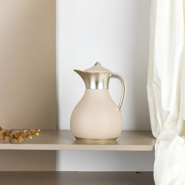 One Vacuum Flask For Tea Or Coffee From Nourhane - Beige + Matt Silver