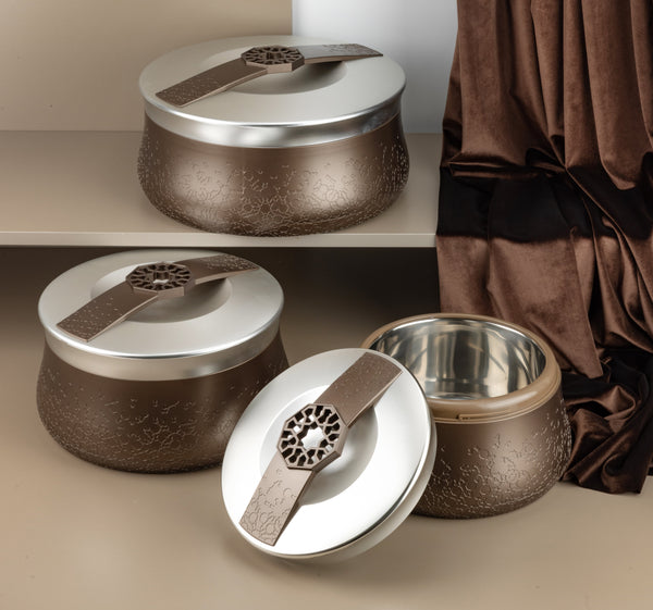 Food Warmers Set From Nourhan - Matt Champagne Gold + Matt Silver