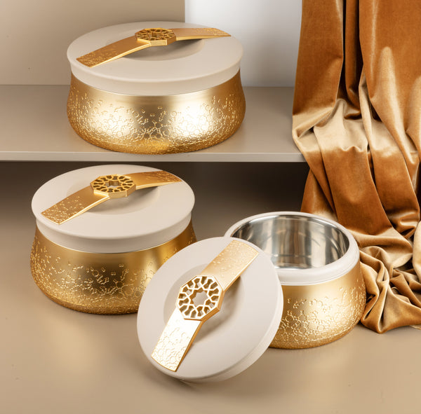 Food Warmers Set From Nourhan - Matt Gold + Beige
