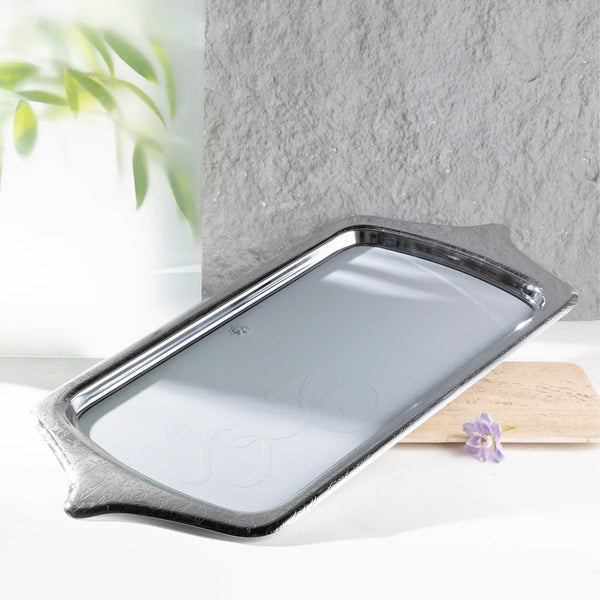 Iron Serving Tray From Jiwar - Blue + Silver