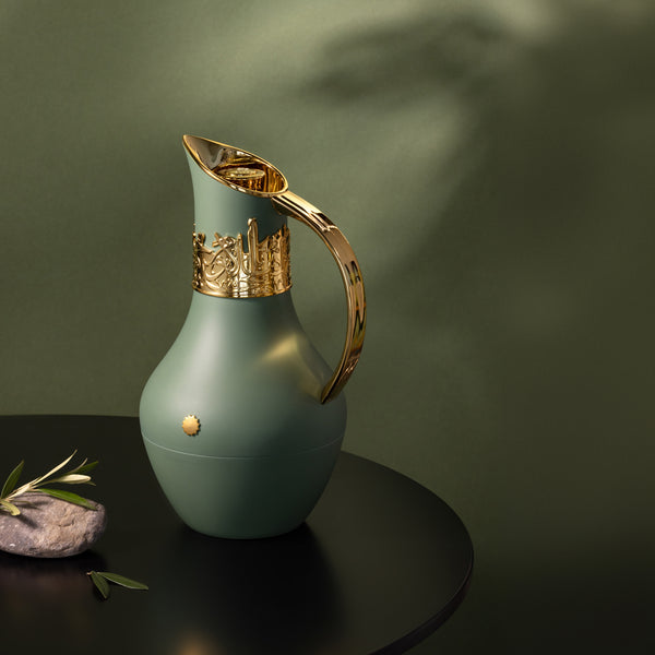 Vacuum Flask For Tea And Coffee From Ather - Olive + Gold