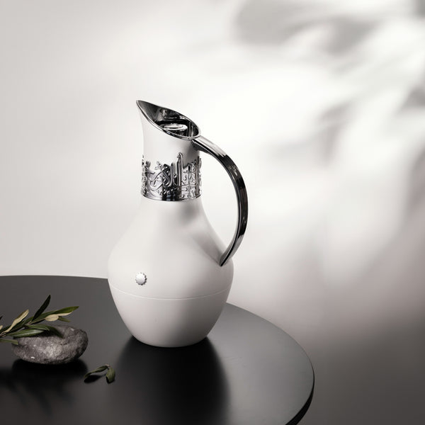 Vacuum Flask For Tea And Coffee From Ather - White + silver
