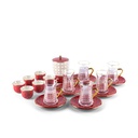 Tea And Arabic Coffee Set 19Pcs From Rattan - Red