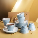 Tea Porcelain Set 12 Pcs From Crown - Blue