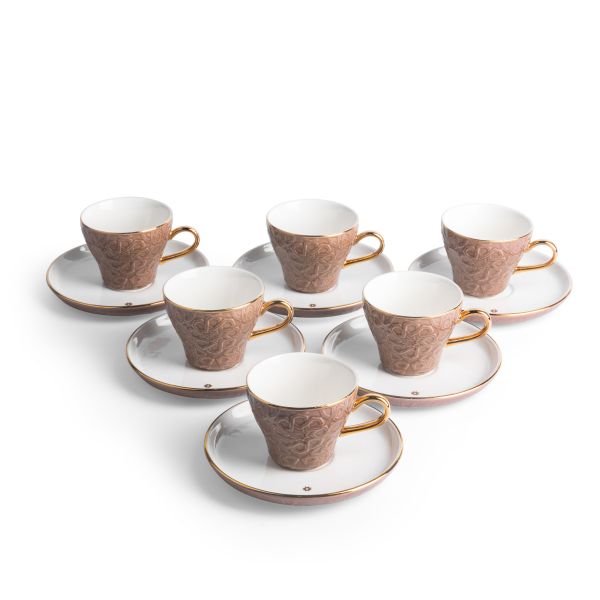 Turkish  Coffee Set 12Pcs From Crown - Brown