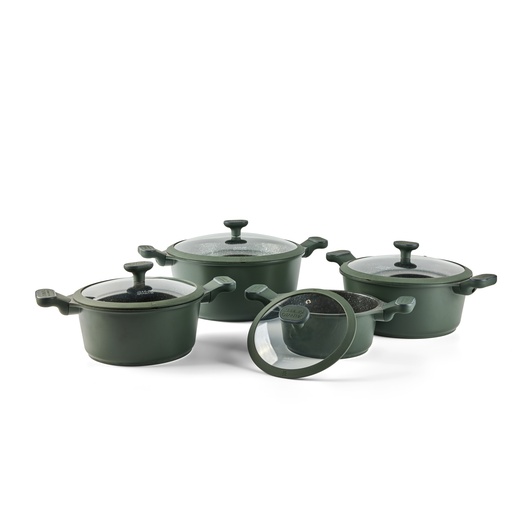 [BC0019] Nonstick Cookware Set, 8 pieces-Green