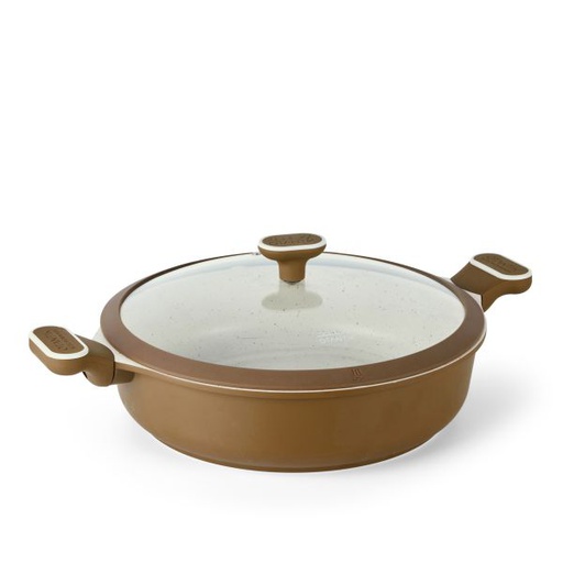 [BC0015] Non-Stick Shallow Casserole  BEIGE-BROWN  32CM