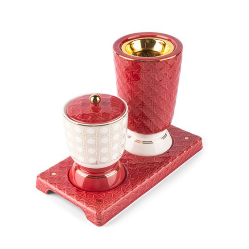 [ET1918] Incense Burners From Rattan - Red