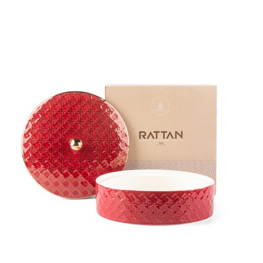 [ET1900] Medium Date Bowl From Rattan - Red